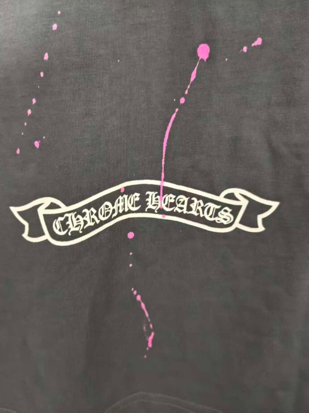Chrome Hearts Black Pink Splash Print Unisex Short Sleeve T-shirt - Picture 8 of 9